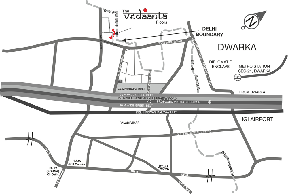 Raheja Vedaanta Gurgaon Location Map