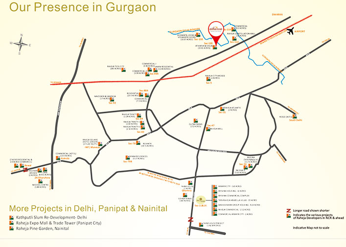 RAHEJA ATHARVA  Gurgaon Location Map