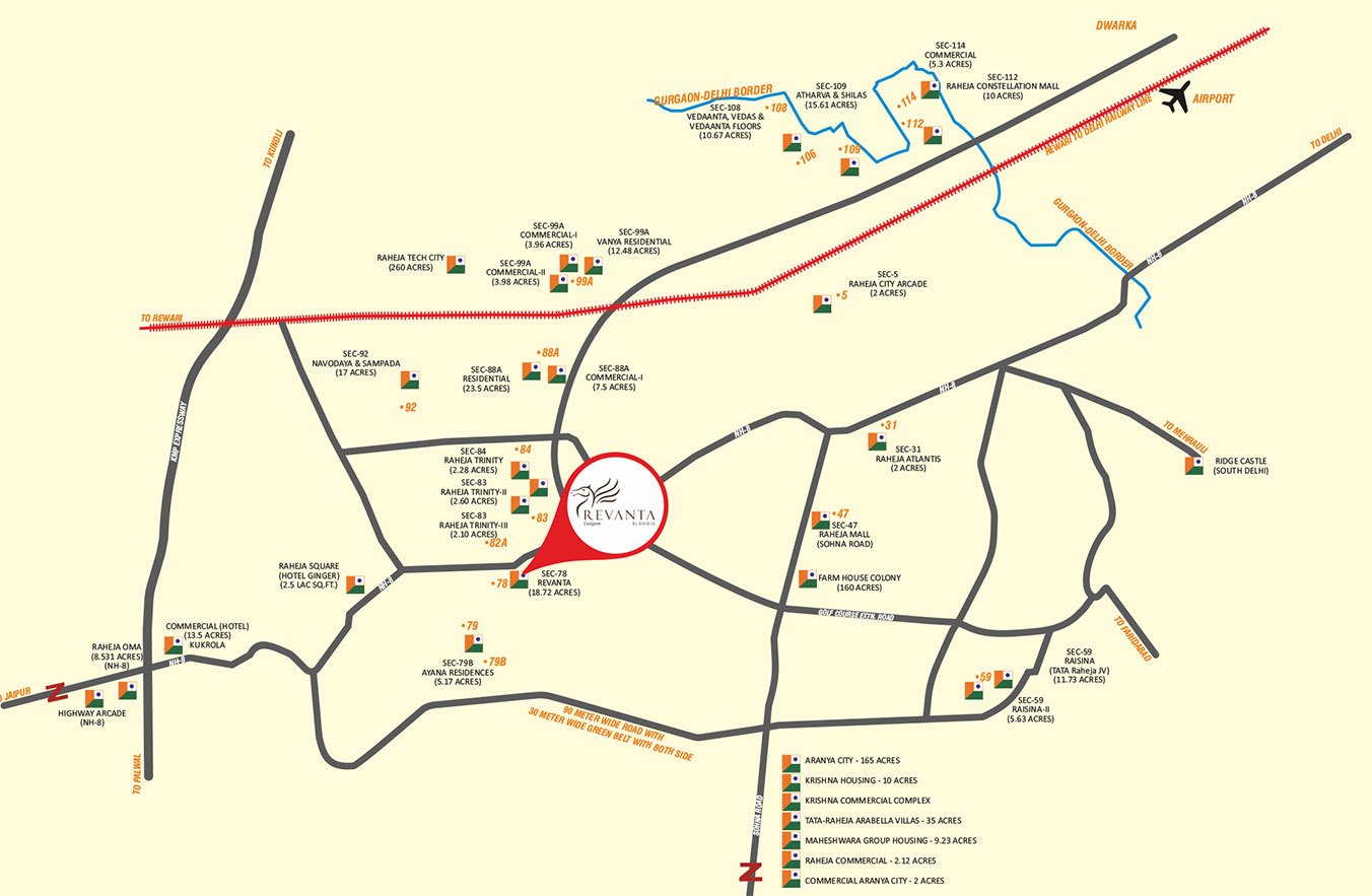 RAHEJA REVANTA IN SECTOR 78 GURGAON Location Map