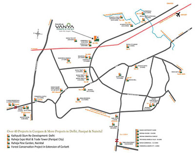 Raheja Vanya Gurgaon Location Map